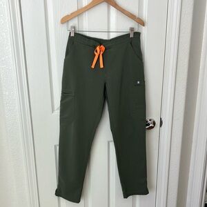 Figs Green Cargo Pants with Orange Drawstring